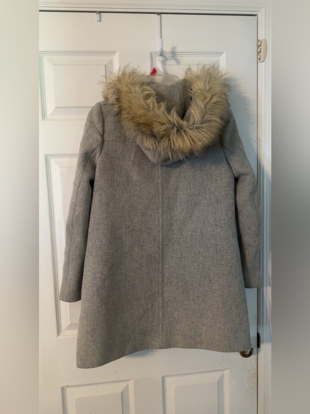 J. Crew Light Gray Wool-Blend Pea Coat with Faux-Fur Trim - Picture 4 of 4